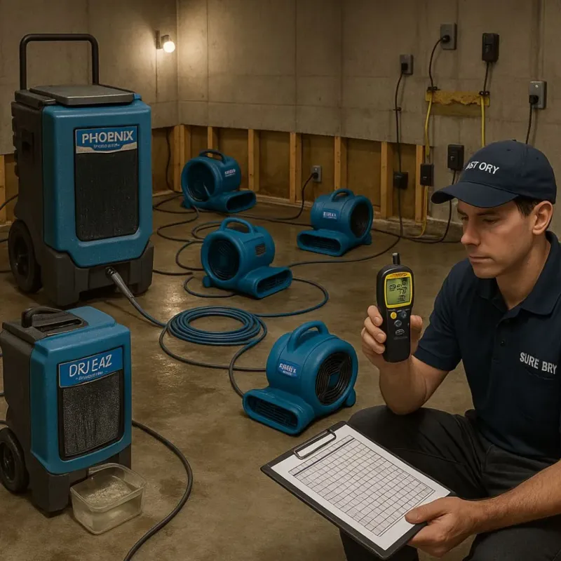 Structural Drying and Dehumidification process in Dana, NC
